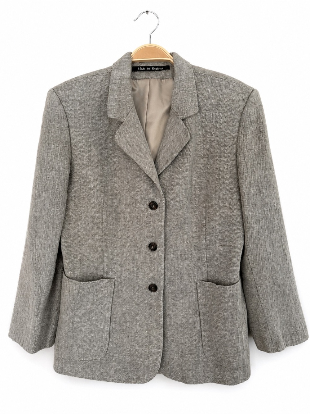 Vintage Foxley England Linen Herringbone Blazer Size 8 Fits 4/6